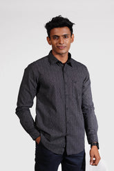 Black Textured Cotton Printed Shirt | SC0015 P-82